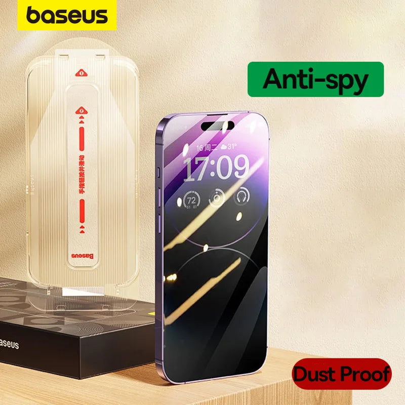 Baseus Corning Glass Screen Protector iPhone 15 14 13 Pro Max Anti-Spy Anti-Blue Ray HD Clear Full Cover