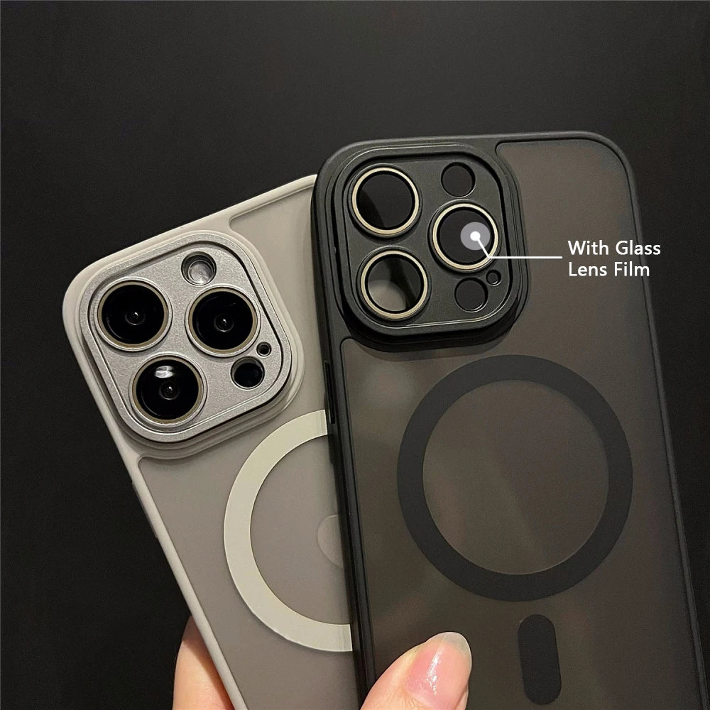 QIXTWO Luxury Matte Armor MagSafe iPhone Case | Shockproof Wireless Charging iPhone 17–11 Pro Max