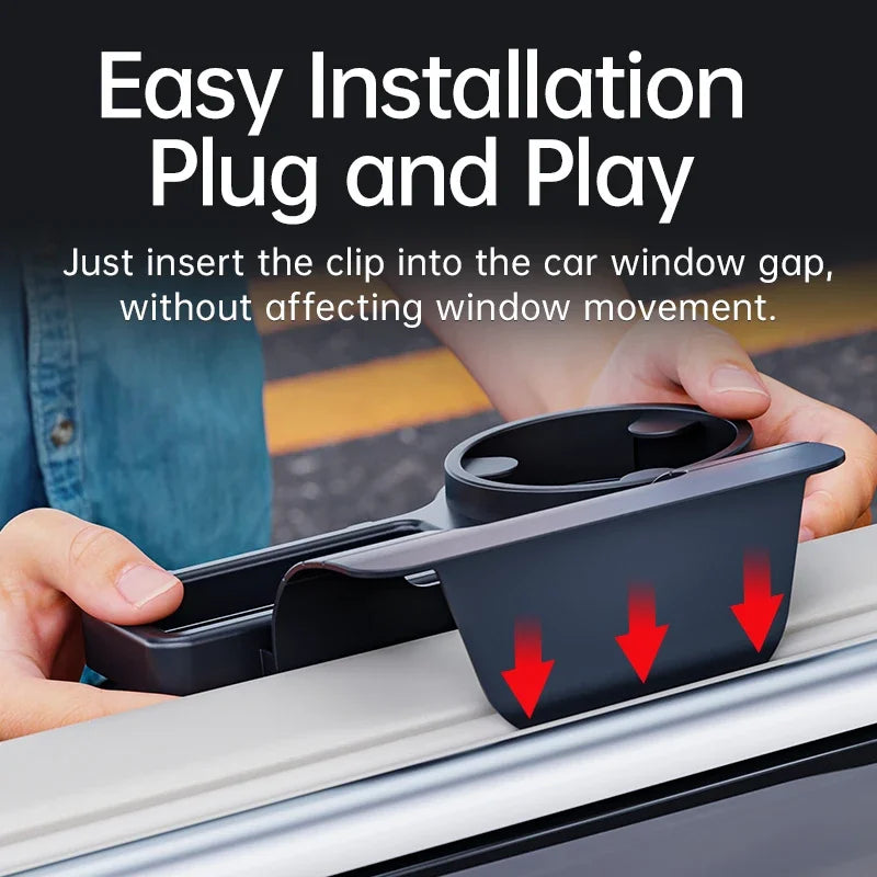 Car Door Window Storage Organizer | Cup Phone Holder Pocket Rack | ABS+TPR Auto Interior Tray