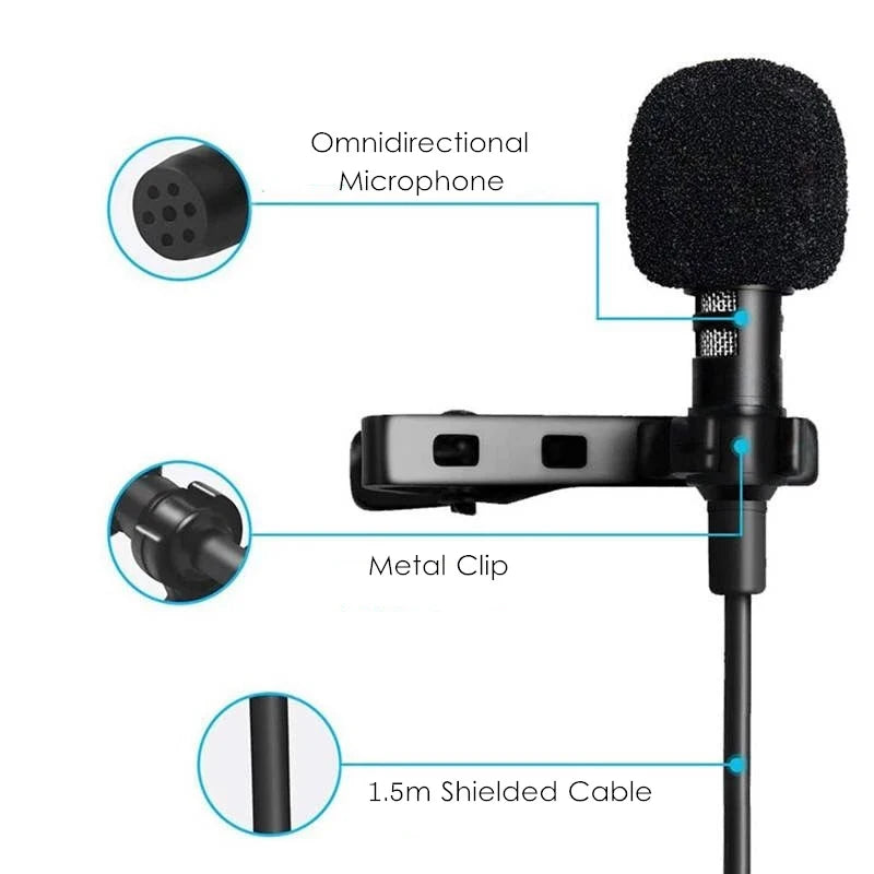 Mini Wired Lavalier Microphone | USB & 3.5mm Clip-On Lapel Mic for Laptop PC DSLR iPhone