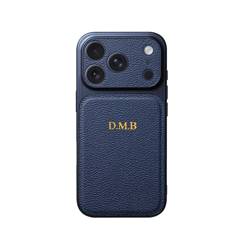 Custom Initial Letter Leather Case for iPhone 17 16 15 — luxury leather case for iPhone