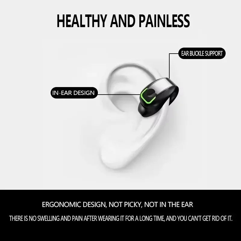 Mono Wireless Earpiece Open-Ear Hook Bluetooth 5.3 Business Headset
