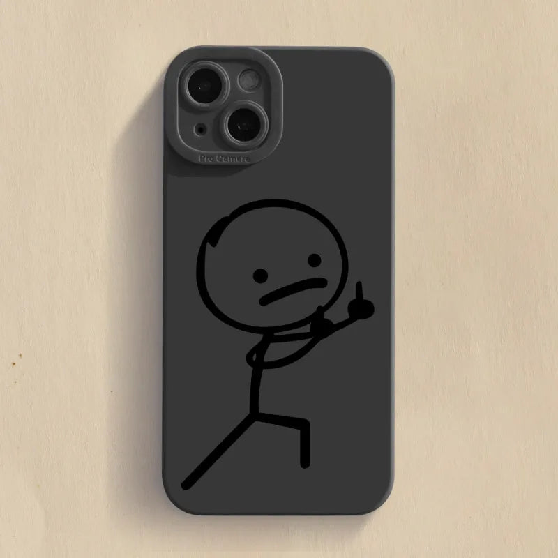 Cartoon Matchman iPhone Case | Funny Cute Matte TPU Shockproof Cover iPhone 15–7 XR XS SE
