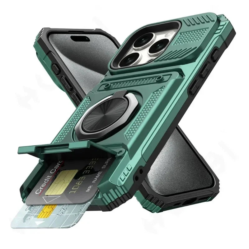 iPhone Magnetic Wallet Case Kickstand Heavy Duty Card Holder