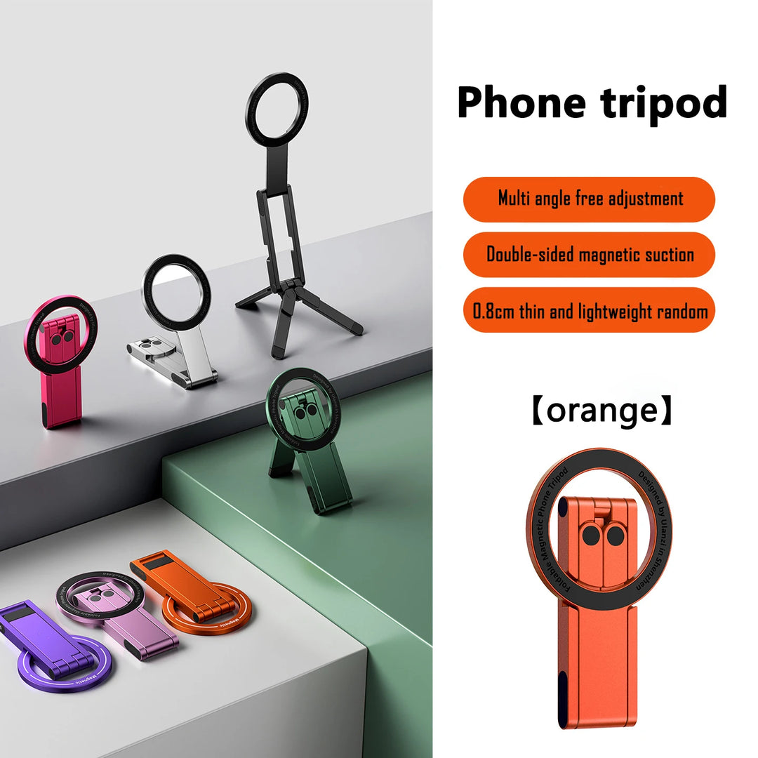 HUOMTONG SJ-15 Magnetic Aluminum Phone Stand – Folding Desktop Tripod Holder