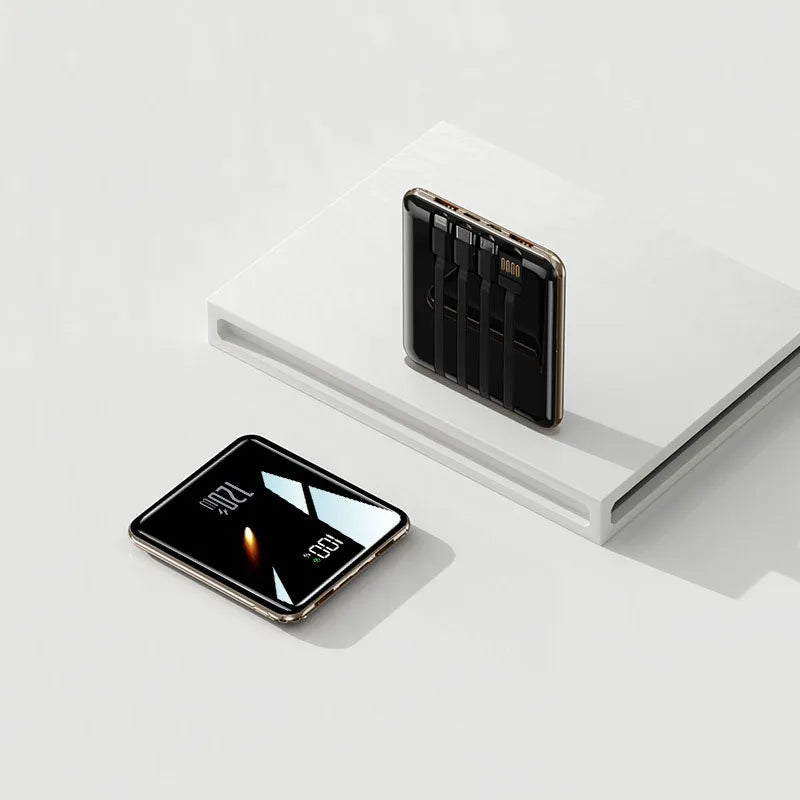 20000mAh 120W Ultra-Thin Power Bank with 4 Built-in Cables for Fast Charging