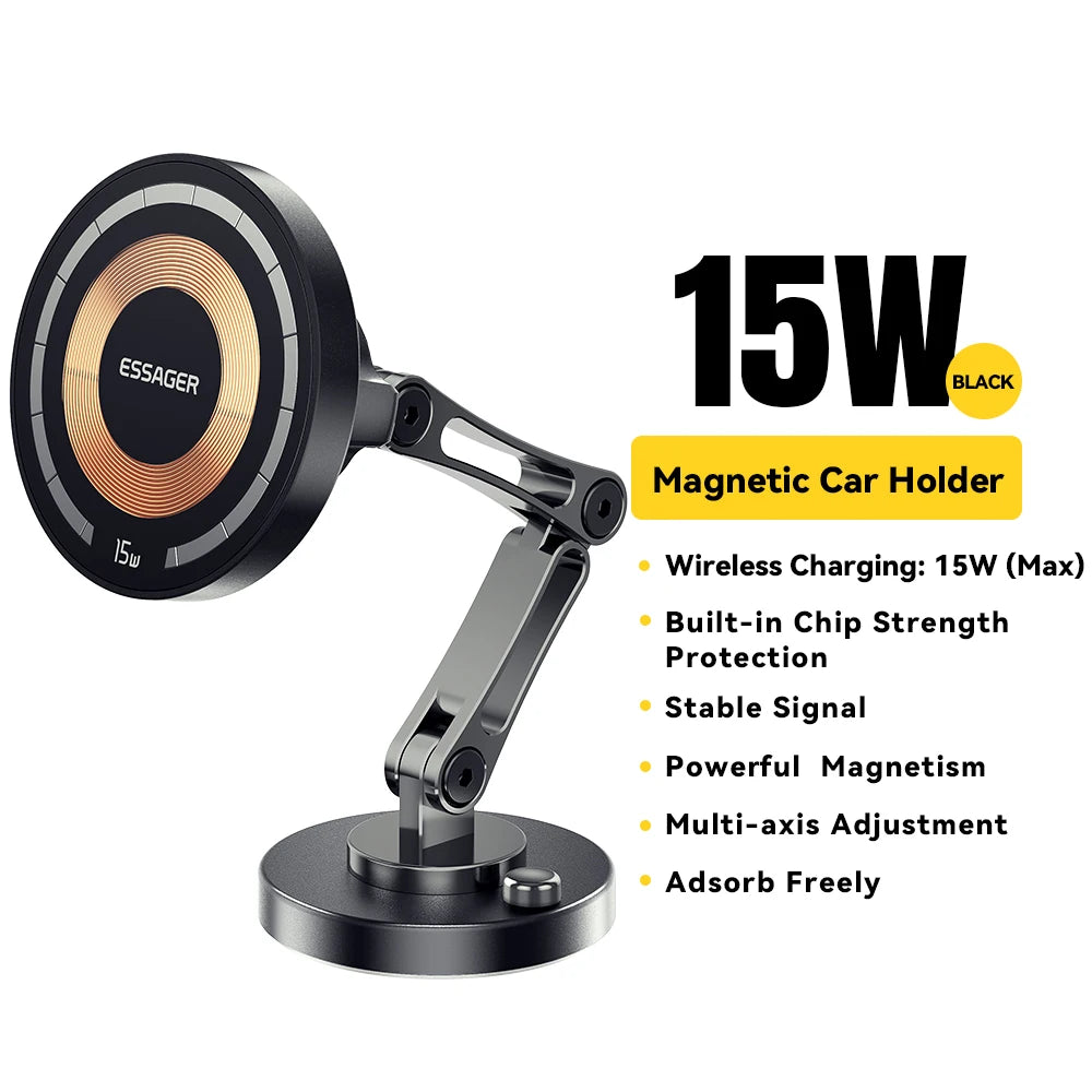 ESSAGER ES-ZJ25 Magnetic Wireless Car Charger Holder 15W | MagSafe Mount iPhone 15 14 13 Pro Max