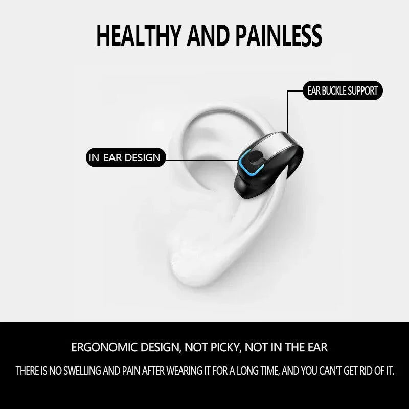 STTKGZD BT 5.3 Ear Clip Wireless Earphone | Open Ear 9D HiFi | Noise Cancel | 6g Ultralight Sport