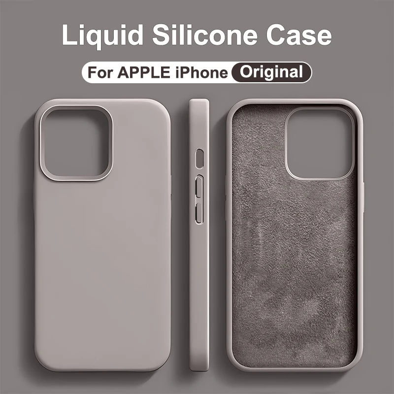 keai Original Liquid Silicone iPhone Case | Shockproof Anti-Scratch Cover iPhone 15–11 Pro Max Plus