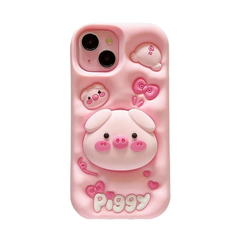 3D Pig iPhone Case with Kickstand for iPhone 11-15 Pro Max — 3d pig phonecase