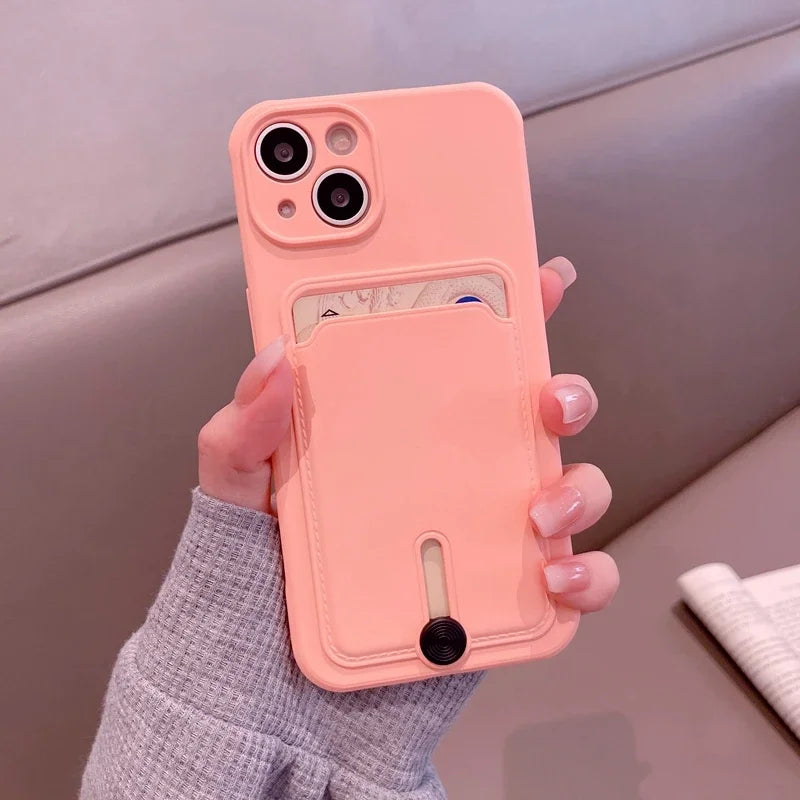 iPhone 16 15 14 Silicone Card Holder Case with Full Camera Protection — iPhone 16 Silicone Card Holder Case