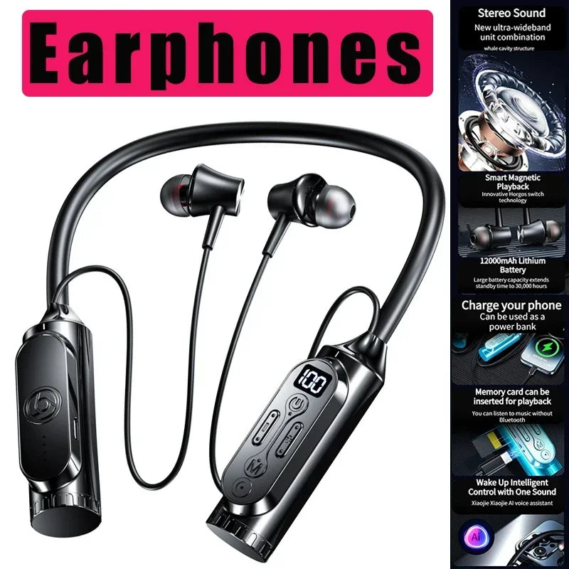 Luxuglow Smart Neckband Earphones – 12000mAh, Waterproof, HiFi – audio-accessory