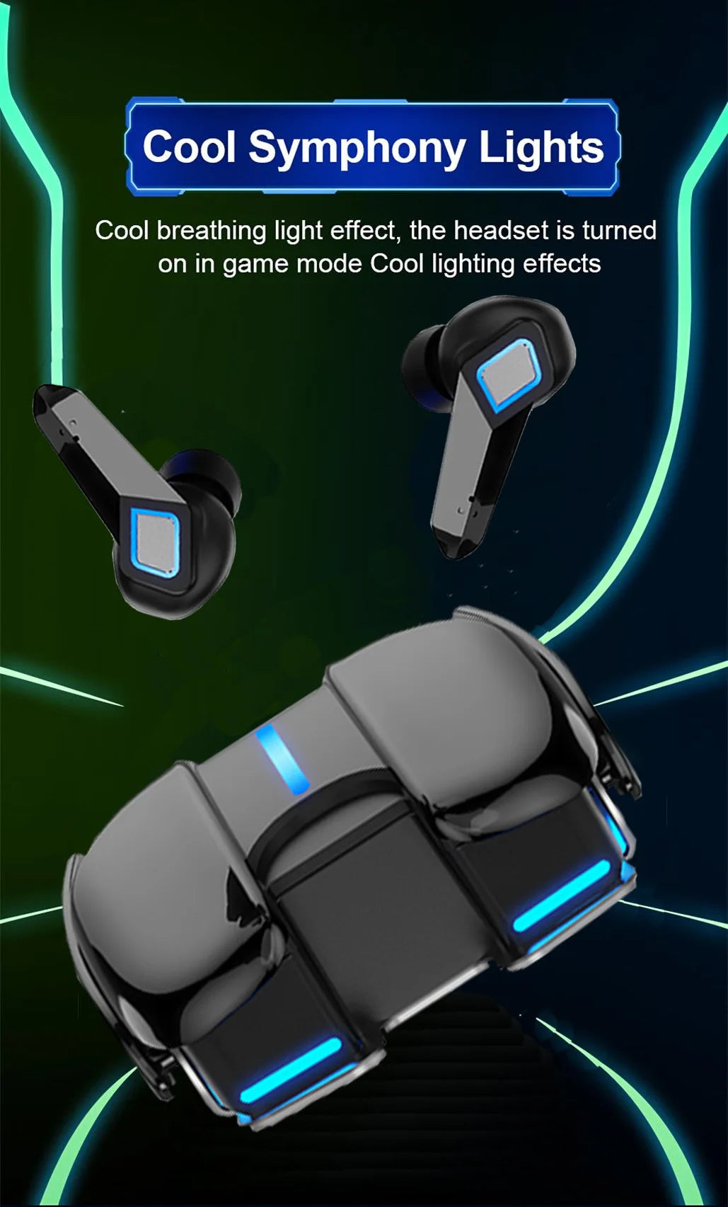 PloutoRich Bluetooth 5.0 Gaming Earbuds