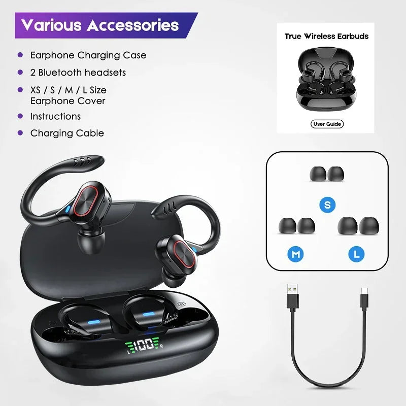 Bluetooth 5.3 Ear Hook Earbuds with Hybrid ANC by JEFF's Favorite Picks