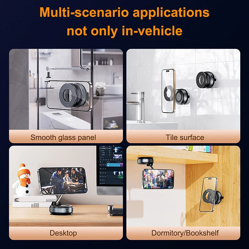 Magnetic Car Phone Mount – 360° Vacuum Suction Holder for Navigation