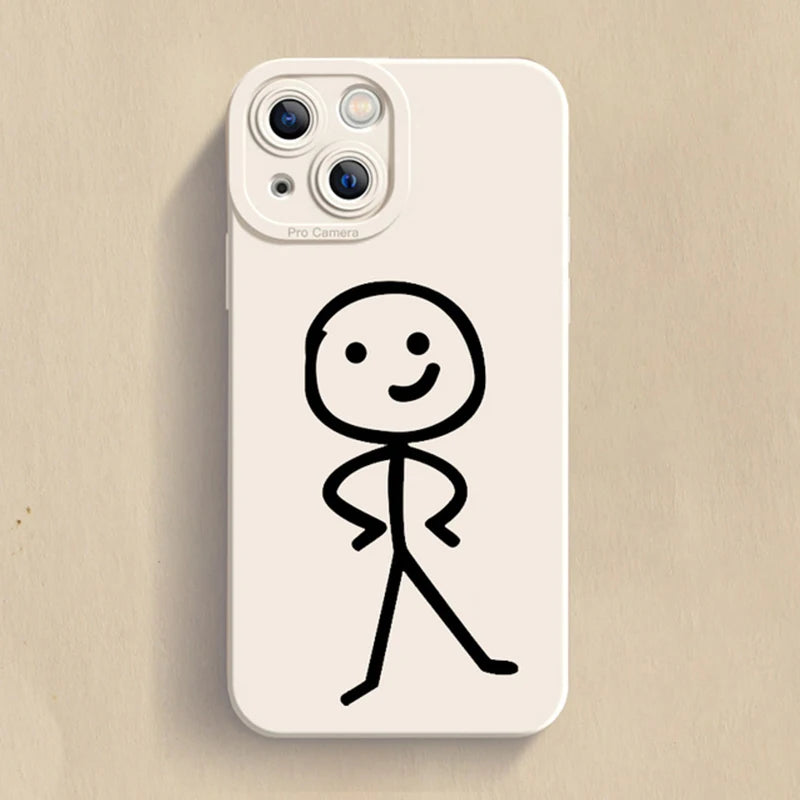 Cartoon Matchman iPhone Case | Funny Cute Matte TPU Shockproof Cover iPhone 15–7 XR XS SE