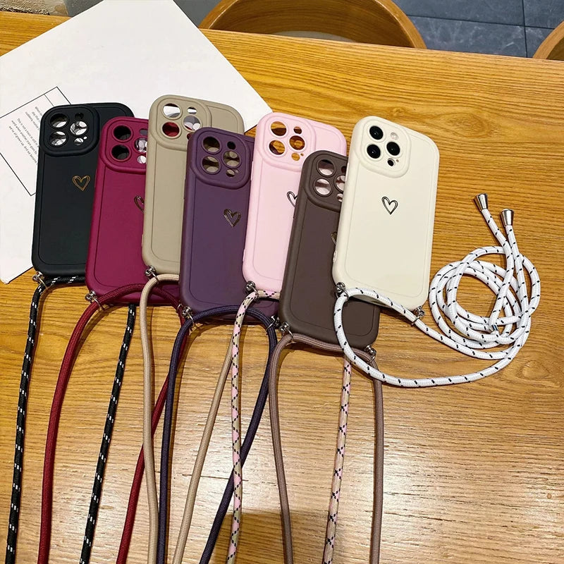 Magsafe Accessories - Love Heart Crossbody Phone Case for iPhone 17, 16 Pro Max
