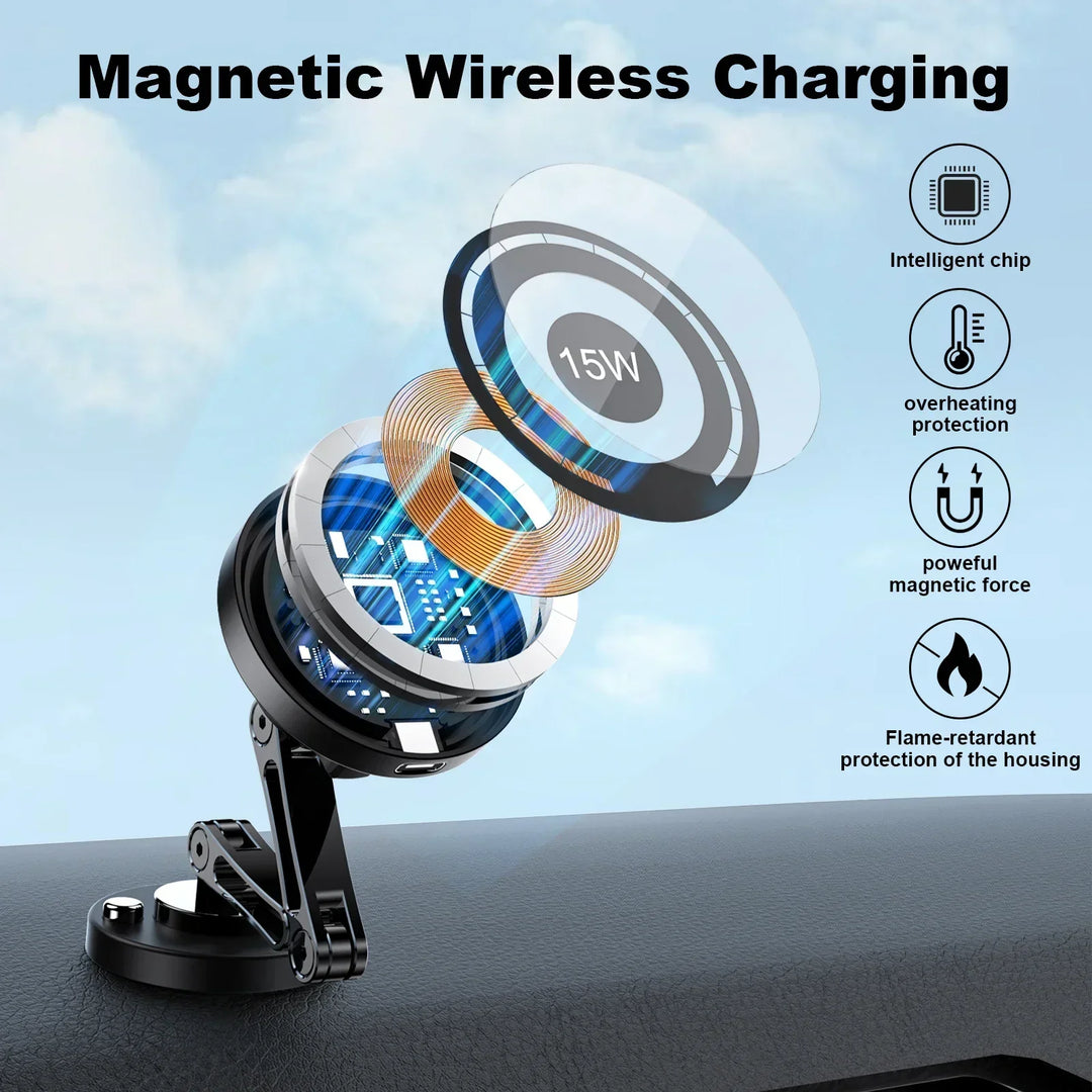 Magnpter 15W Wireless Car Phone Holder – Magnetic Dashboard Mount iPhone & All