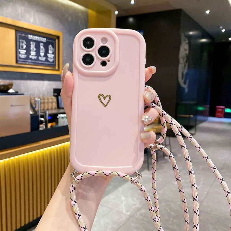 Magsafe Accessories - Love Heart Crossbody Phone Case for iPhone 17, 16 Pro Max
