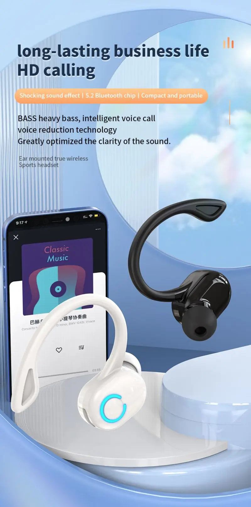 Best Wireless Ear Hook Headphones with ANC and Waterproof