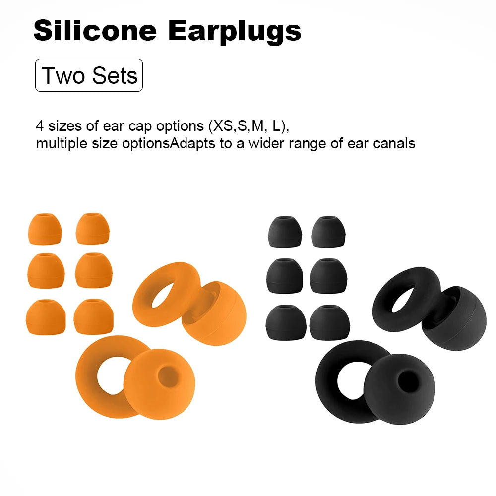 Silicone Earplugs 4 Sizes Hypoallergenic Reusable Noise Reducing