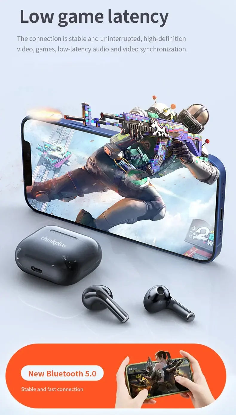 Lenovo LP40 Bluetooth Earbuds - IPX4 Waterproof Gaming Earphones