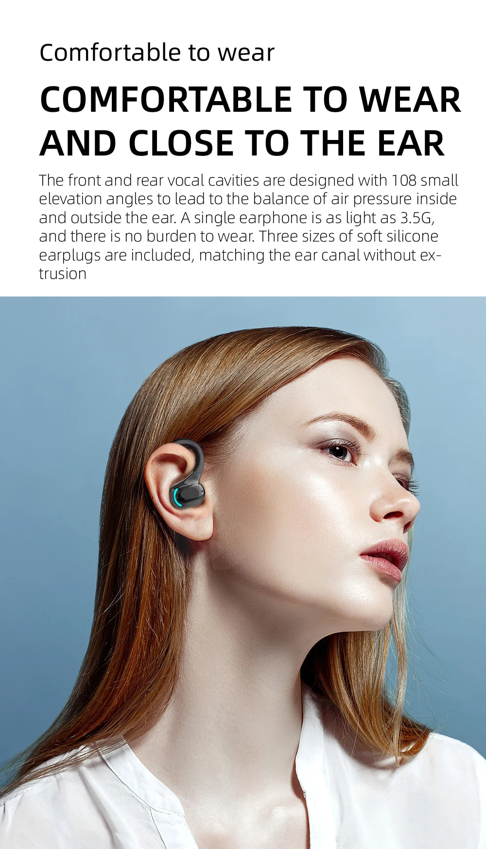 DISOUR M-F8 Wireless Ear-Hook Headset - Best Headphones for iPhone and Samsung