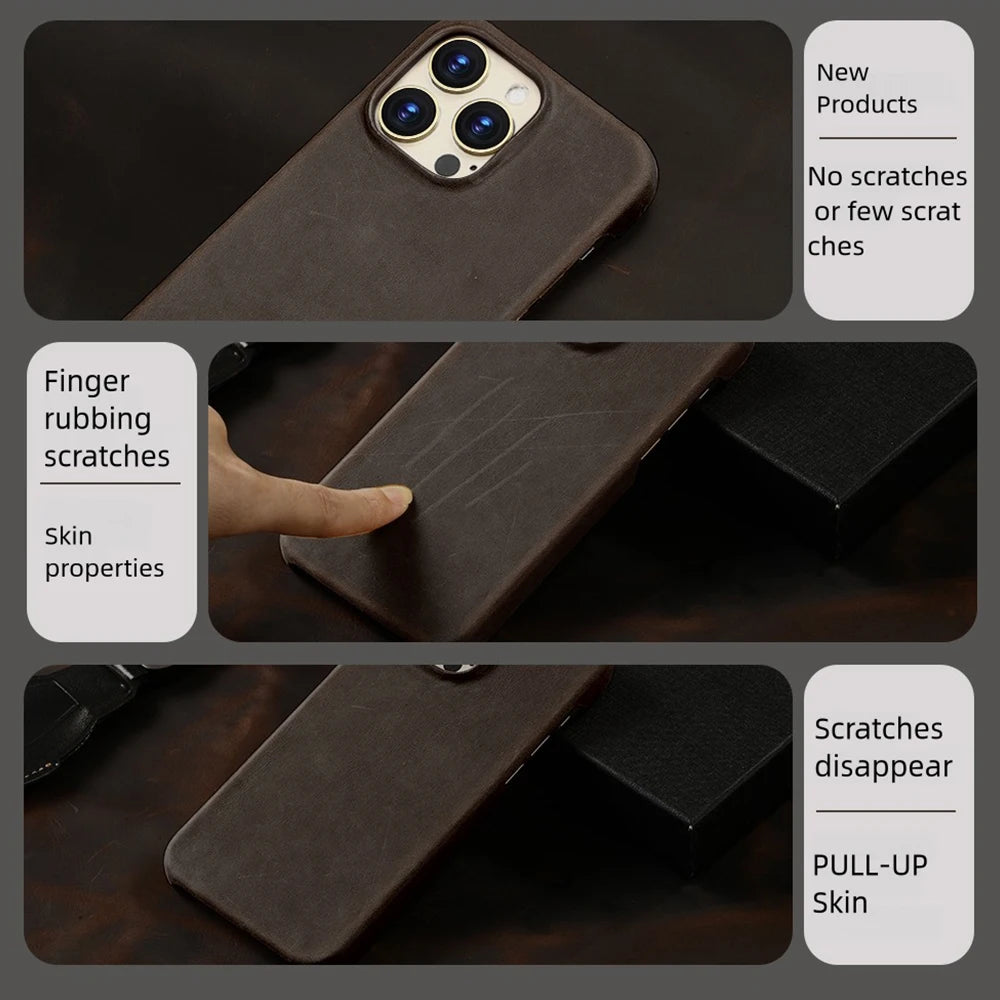 LANGSIDI Full Grain Leather MagSafe Case for iPhone 15 Pro Max & 16