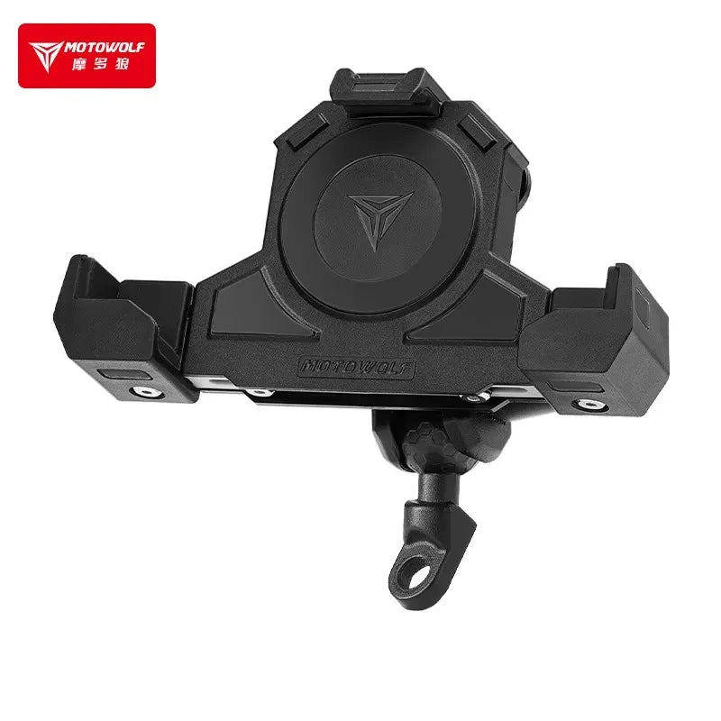 MOTOWOLF Motorcycle Phone Holder – Wireless Charging 360° Aluminum GPS Mount
