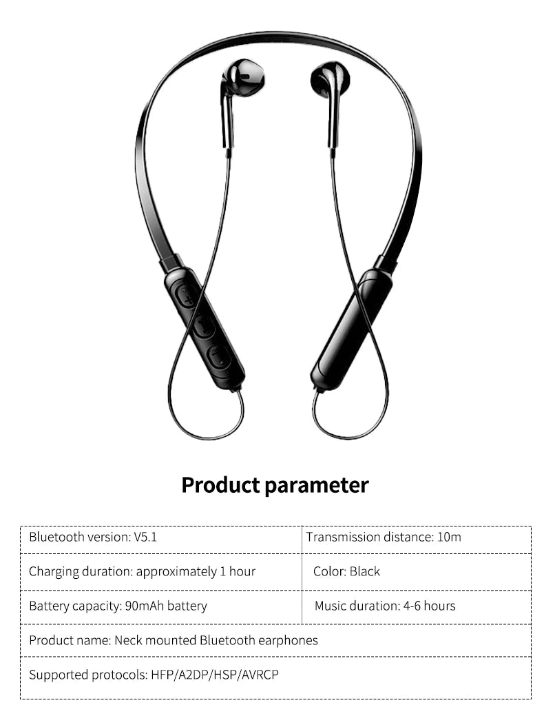 9D Spatial Audio Neckband Earphones