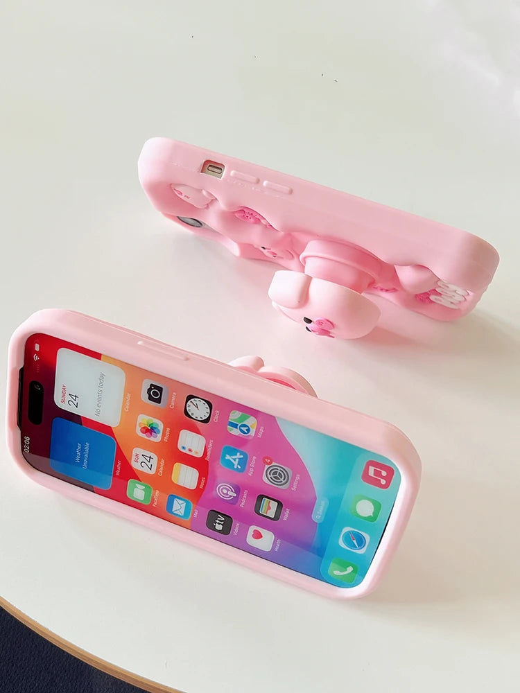 3D Pig iPhone Case with Kickstand for iPhone 11-15 Pro Max — 3d pig phonecase