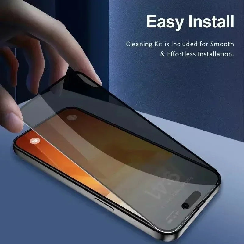 1-5 pack full cover anti-spy privacy glass for iPhone 16 15 14 Pro Max 13 11 X XR XS Max. Anti-fingerprint, anti-shatter, HD clear. Free shipping!