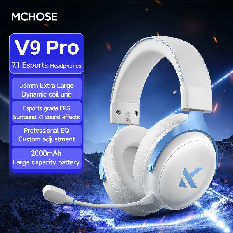 MCHOSE V9 Pro Gaming Headset Tri-Mode Wireless ANC 7.1 Surround
