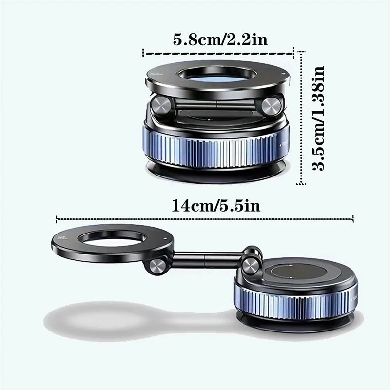 Magnetic Car Phone Holder, Foldable 360 Suction Mount
