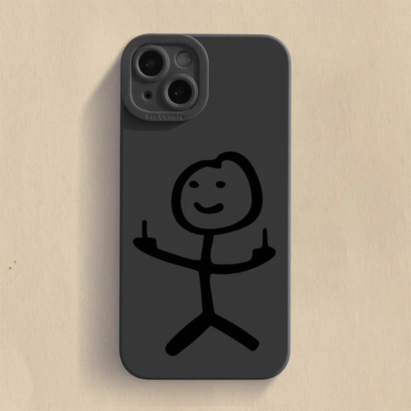 Cartoon Matchman iPhone Case | Funny Cute Matte TPU Shockproof Cover iPhone 15–7 XR XS SE
