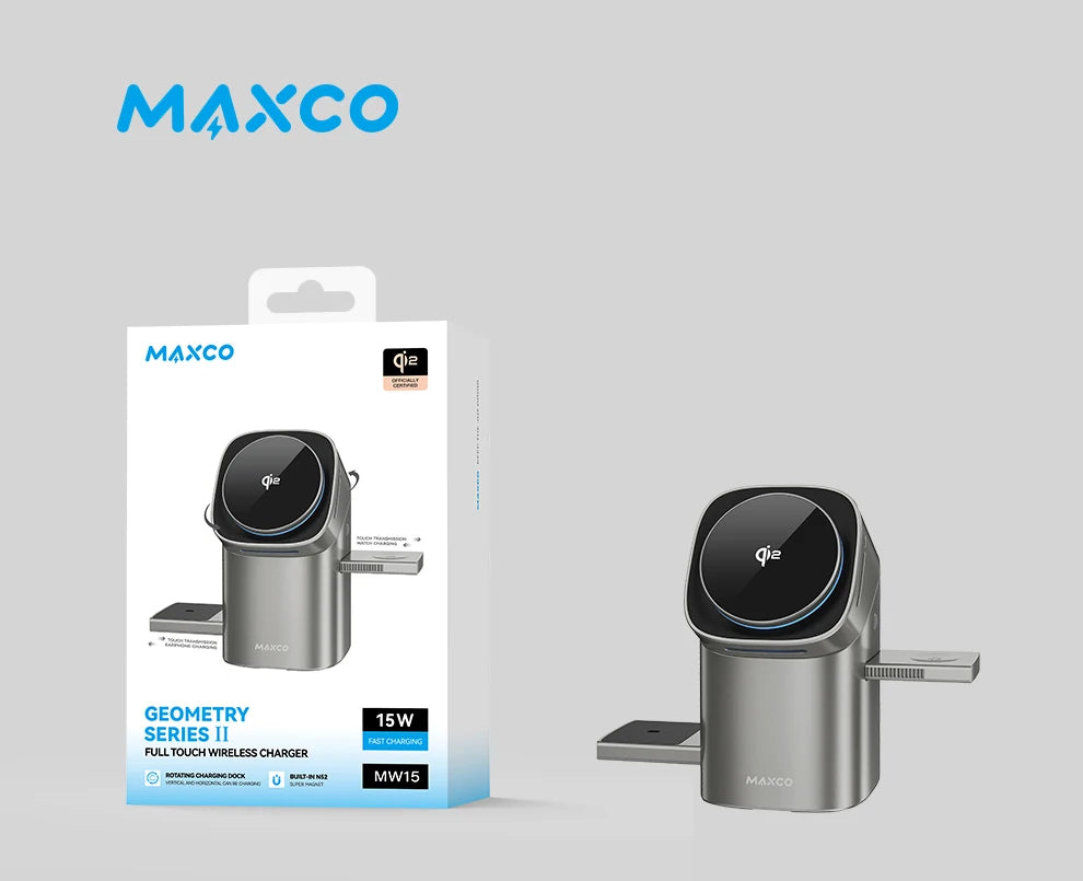 Qi2 Certified 3-in-1 Magnetic Wireless Charging Station for iPhone, Apple Watch, AirPods