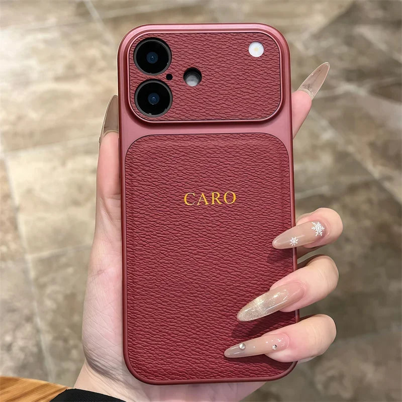 Custom Initial Letter Leather Case for iPhone 17 16 15 — luxury leather case for iPhone