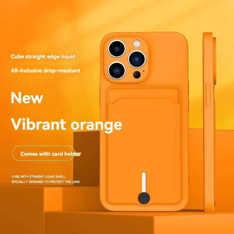 Clear TPU Phone Case with Card Slot iPhone 11-16 Pro Max