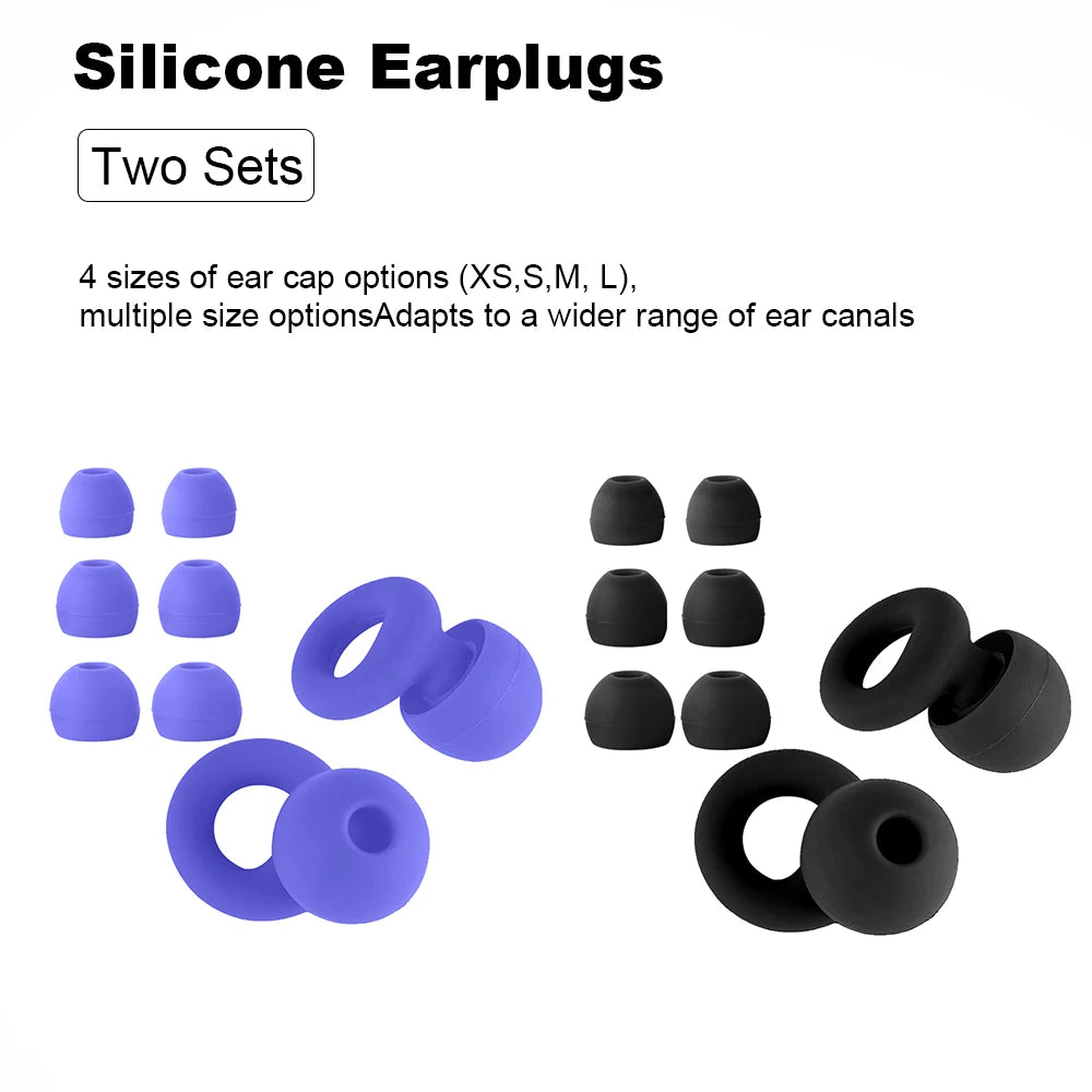 Silicone Earplugs 4 Sizes Hypoallergenic Reusable Noise Reducing