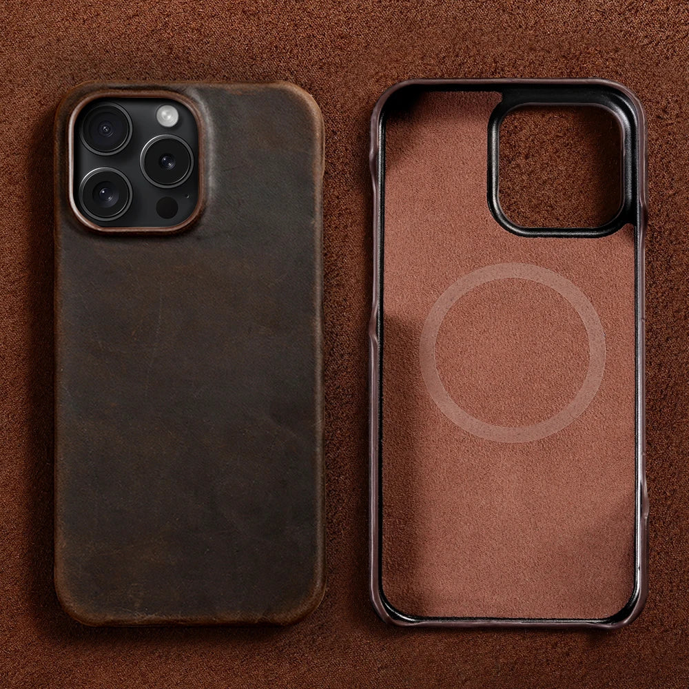 LANGSIDI Full Grain Leather MagSafe Case for iPhone 15 Pro Max & 16