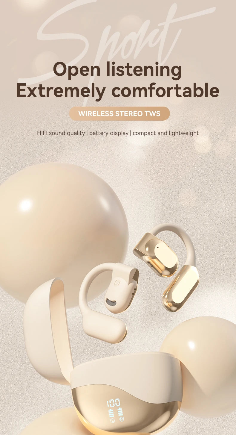 Bluetooth 5.3 Open-Ear Earphones with Active Noise Cancellation