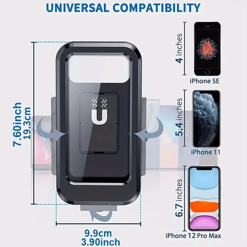 Waterproof Bike Phone Holder with Magnetic 360° Swivel Mount for Motorcycle