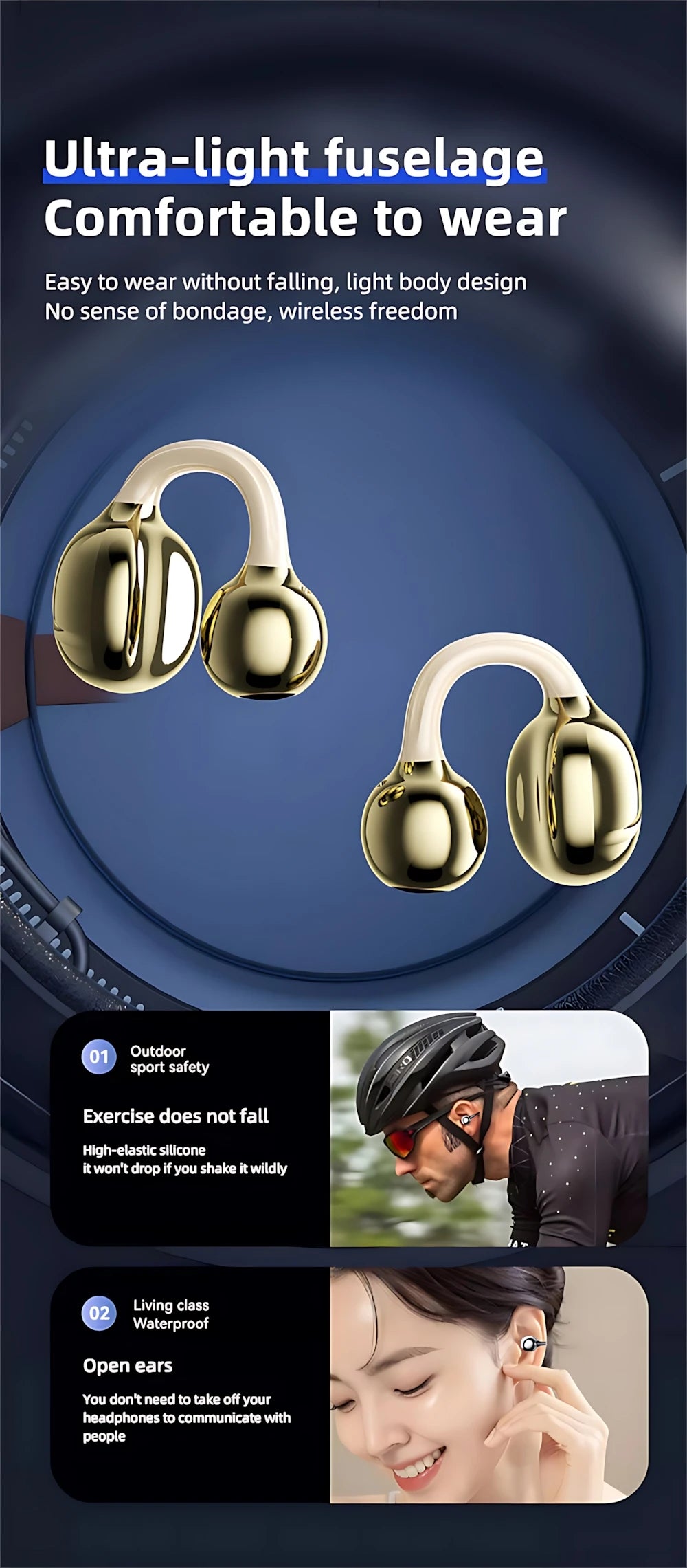 Waterproof Wireless Earbuds For Sports - 2025 Air Bone Conduction — waterproof phone accessories