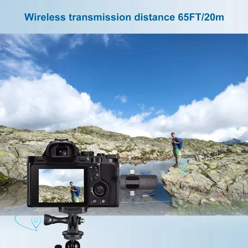 VIKEFON 3-in-1 Wireless Lavalier Microphone for iPhone, Android, DSLR & PC