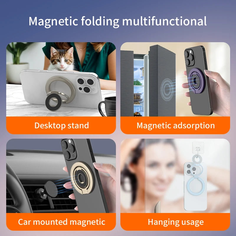 MagSafe Foldable Ring Holder – N52 Magnetic Stand for iPhone 16/15