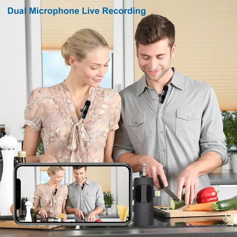 VIKEFON 3-in-1 Wireless Lavalier Microphone for iPhone, Android, DSLR & PC