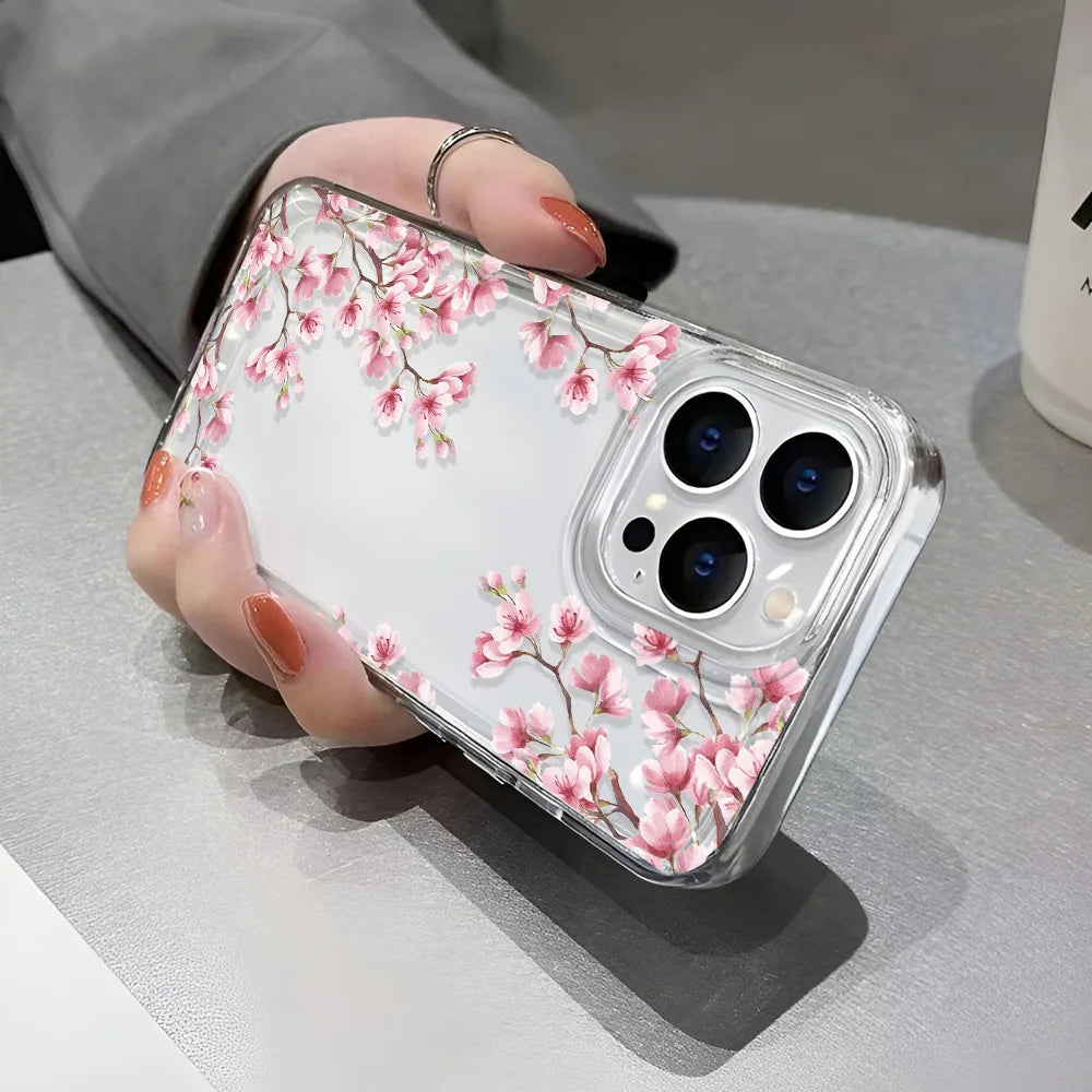 Floral Clear iPhone Case - Shockproof Silicone Bumper for iPhone