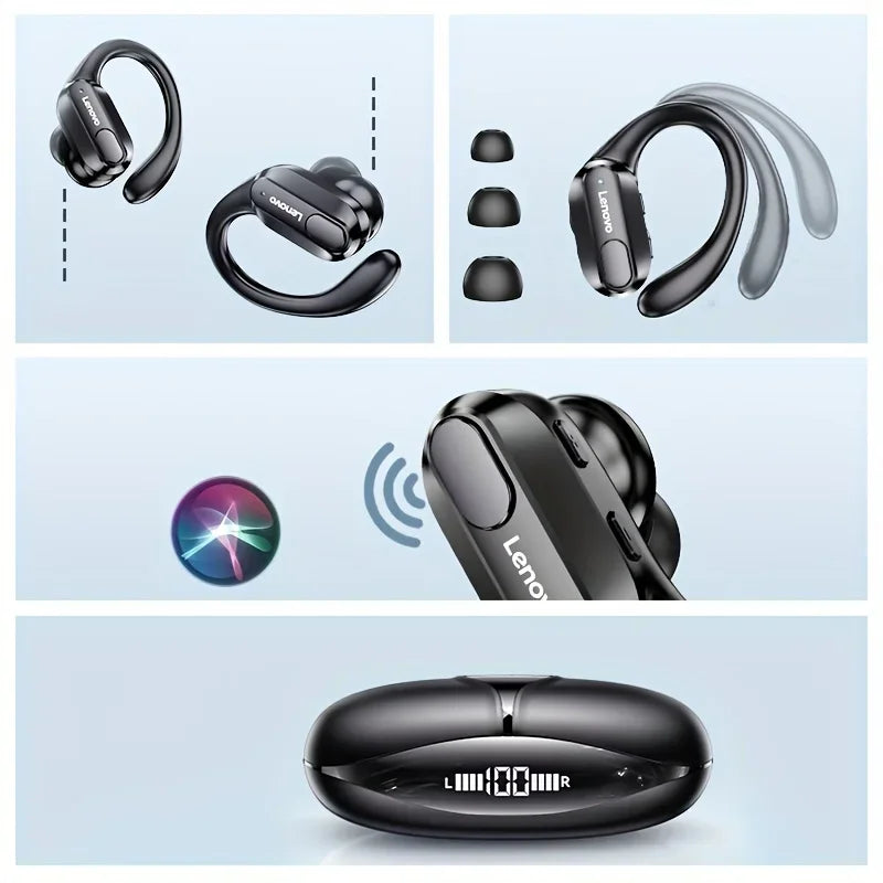 Lenovo XT80 Bluetooth 5.3 Earhook Headphones | ANC HiFi | Waterproof Sport | 500mAh