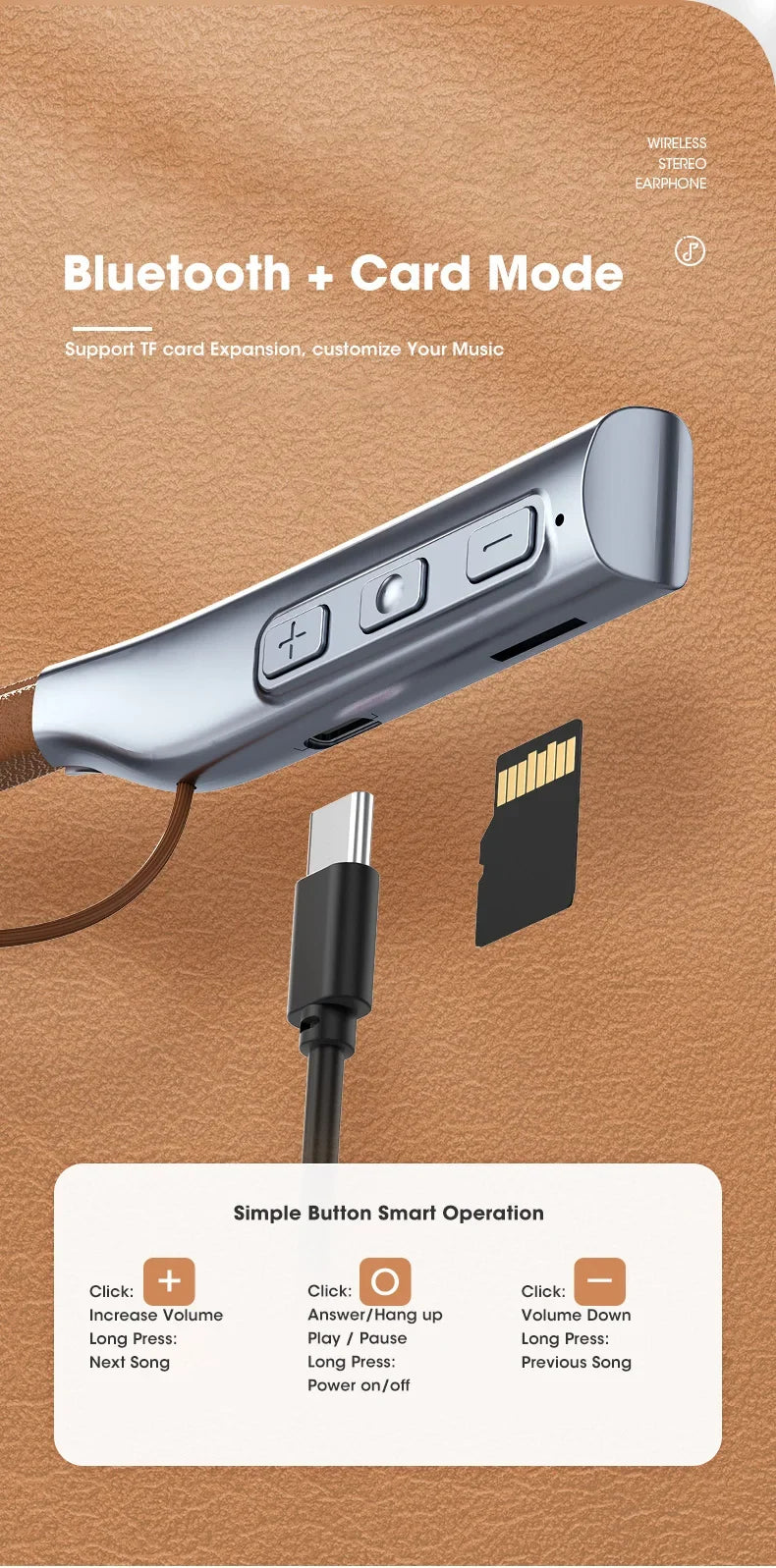 Lamgool Sports Bluetooth Earphones with Micro SD Slot - Sweatproof & Water Resistant