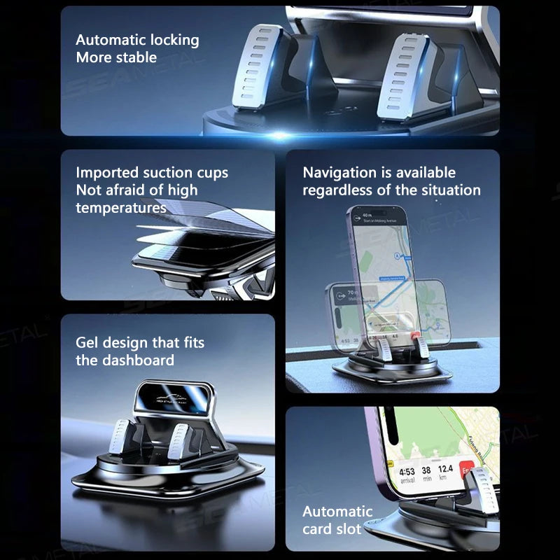 Car dashboard phone mount with 360-degree rotation, image 4